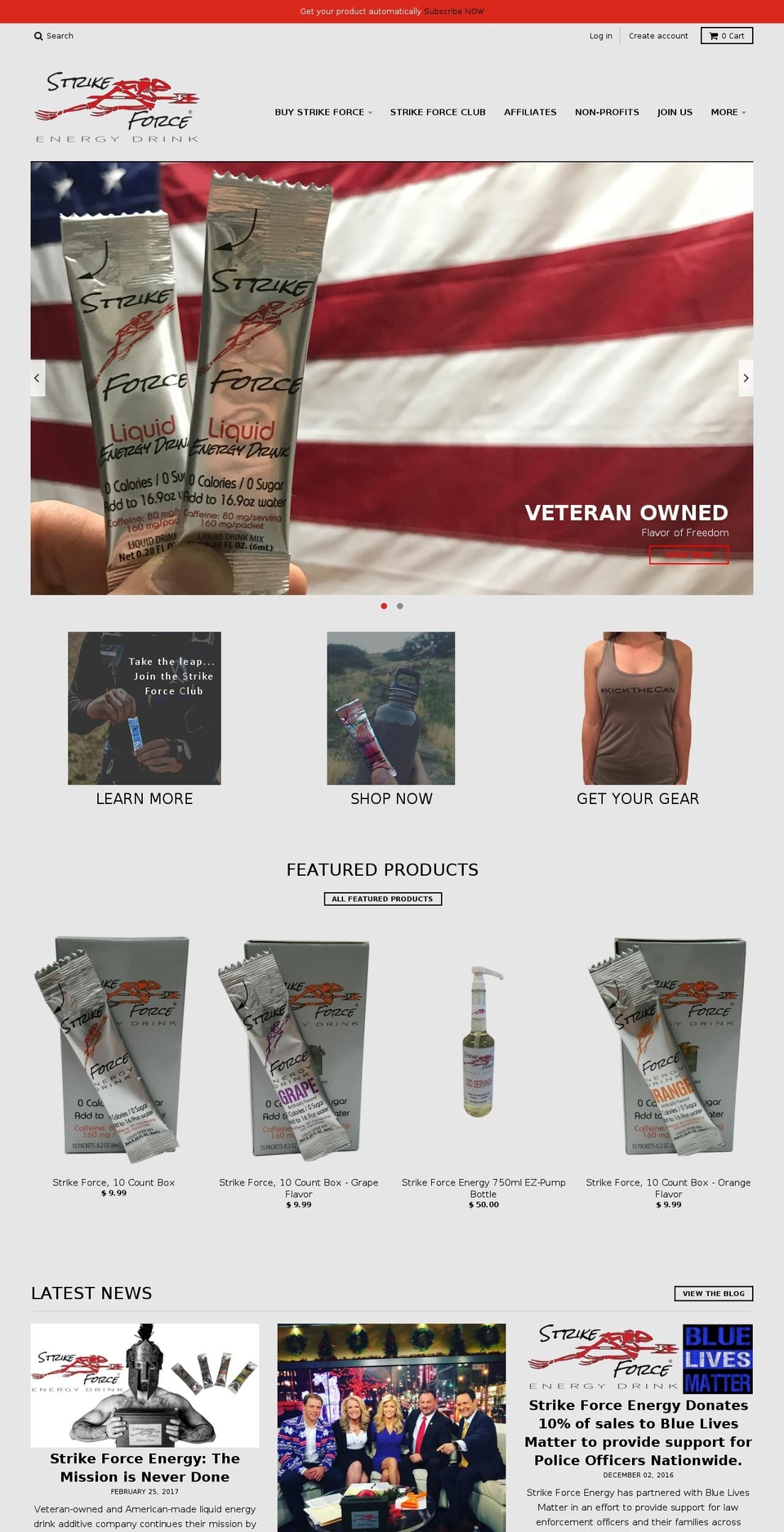 strikeforcebeverage.com shopify website screenshot
