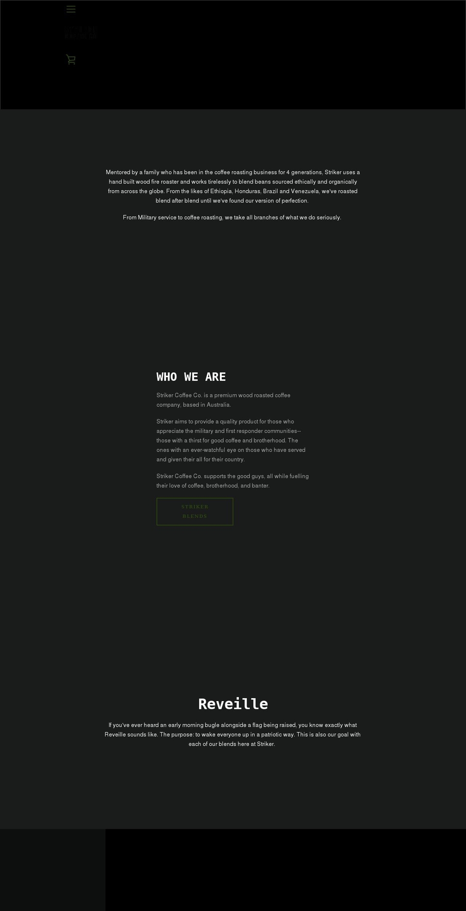 strikercoffee.co shopify website screenshot