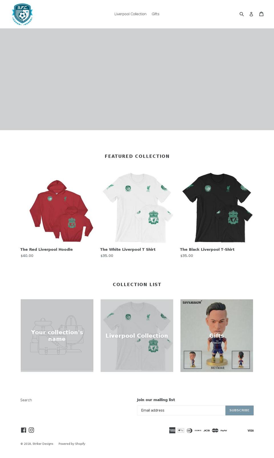 strikerdesigns.com — Shopify storefront screenshot
