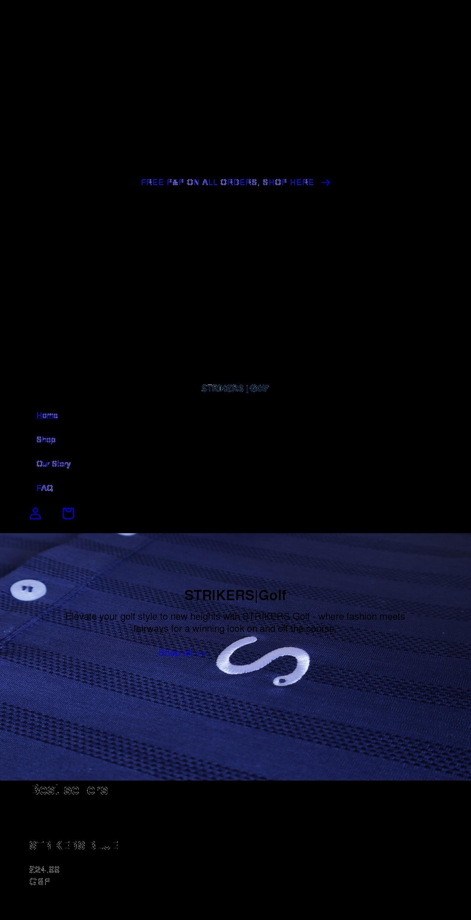 strikersgolf.com shopify website screenshot