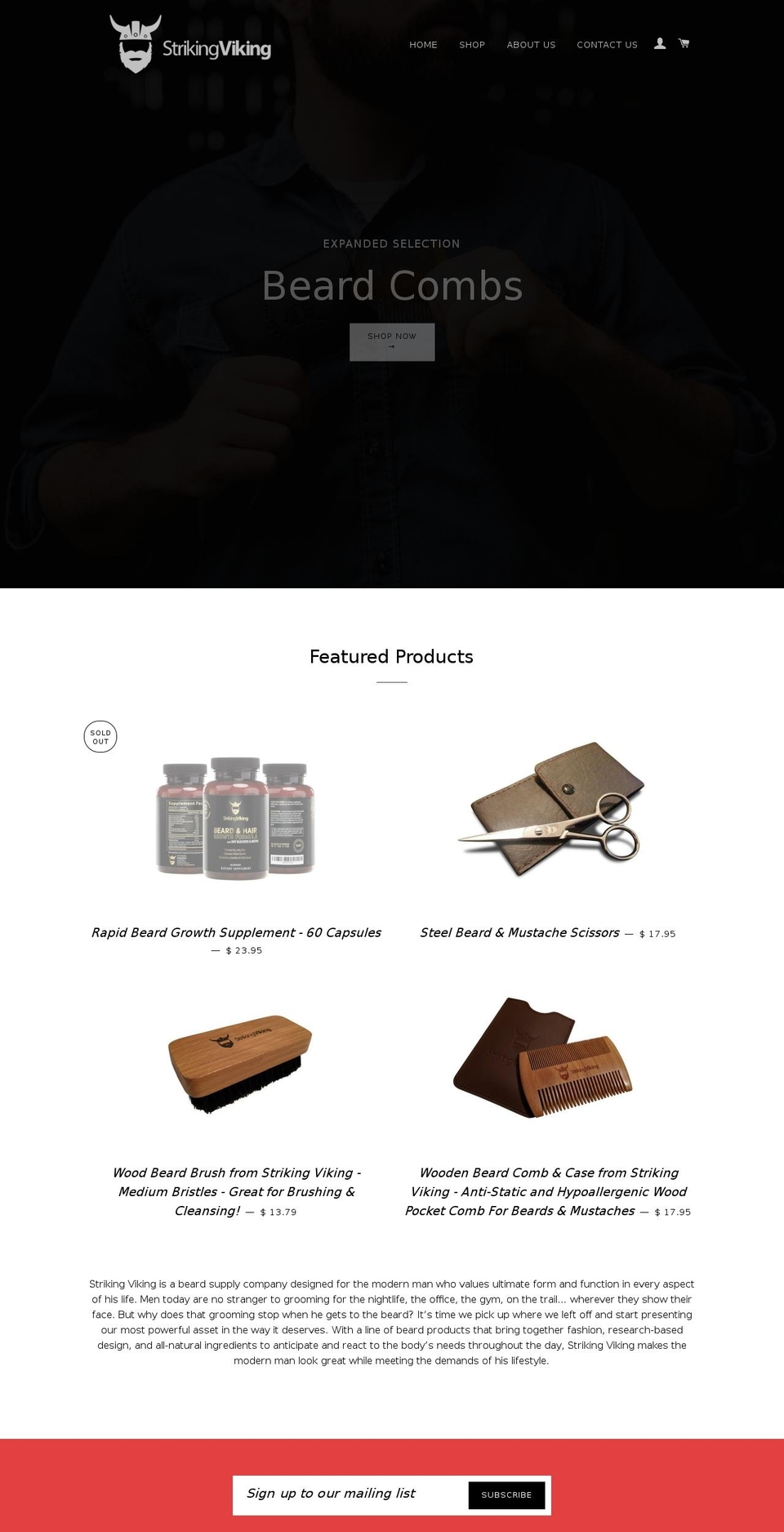 strikingvikingbeard.com shopify website screenshot