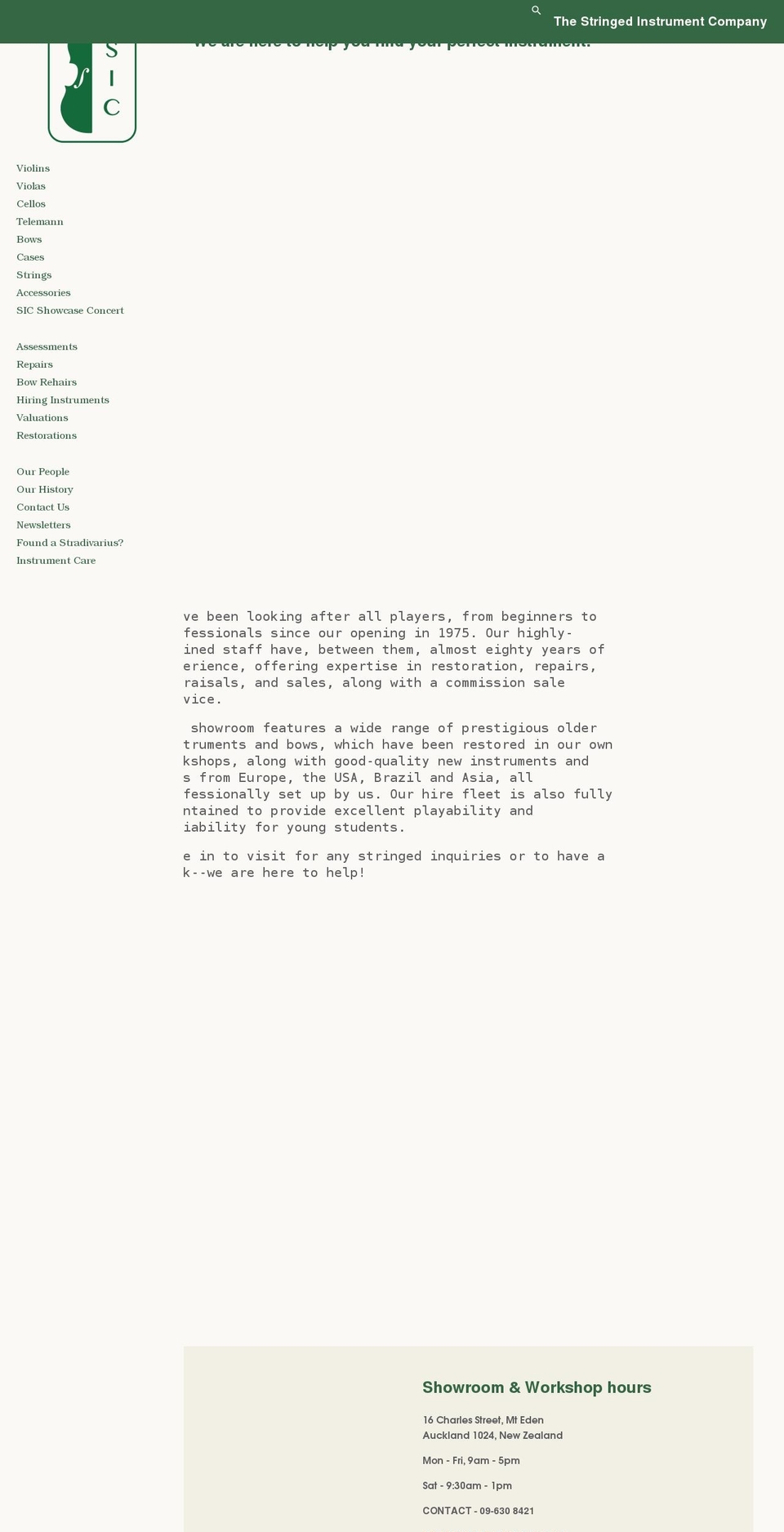 stringedinstrument.co.nz shopify website screenshot