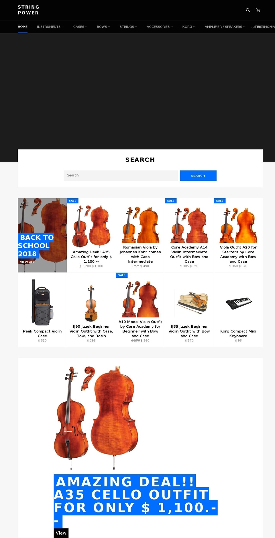 stringpower.net shopify website screenshot