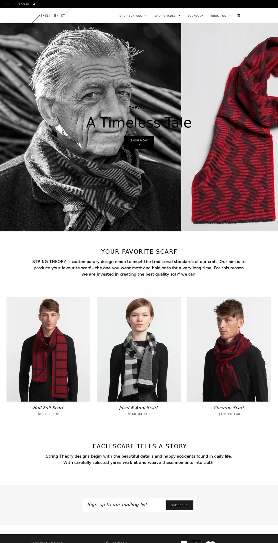 stringtheoryscarves.com shopify website screenshot