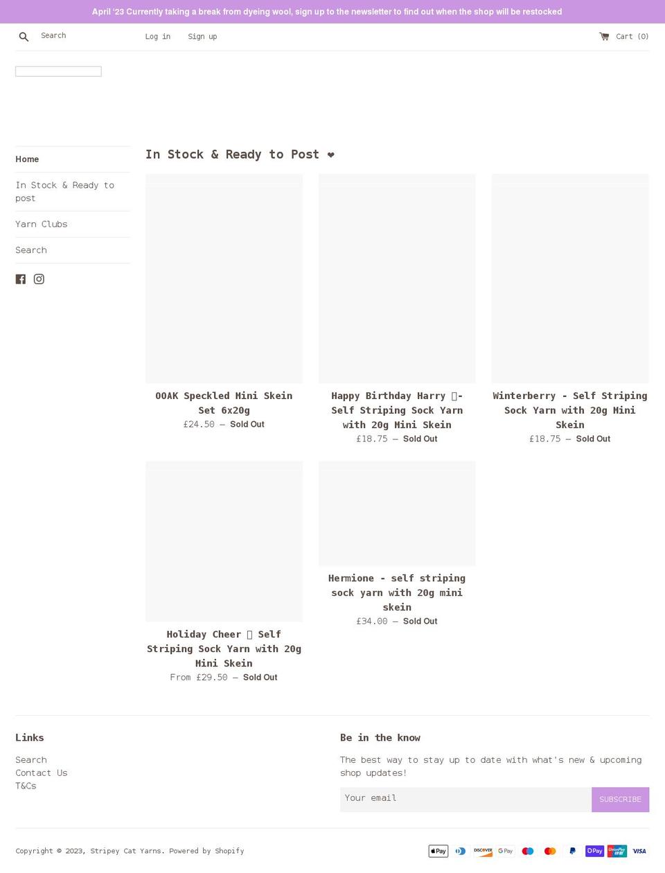stripeycatyarns.co.uk shopify website screenshot