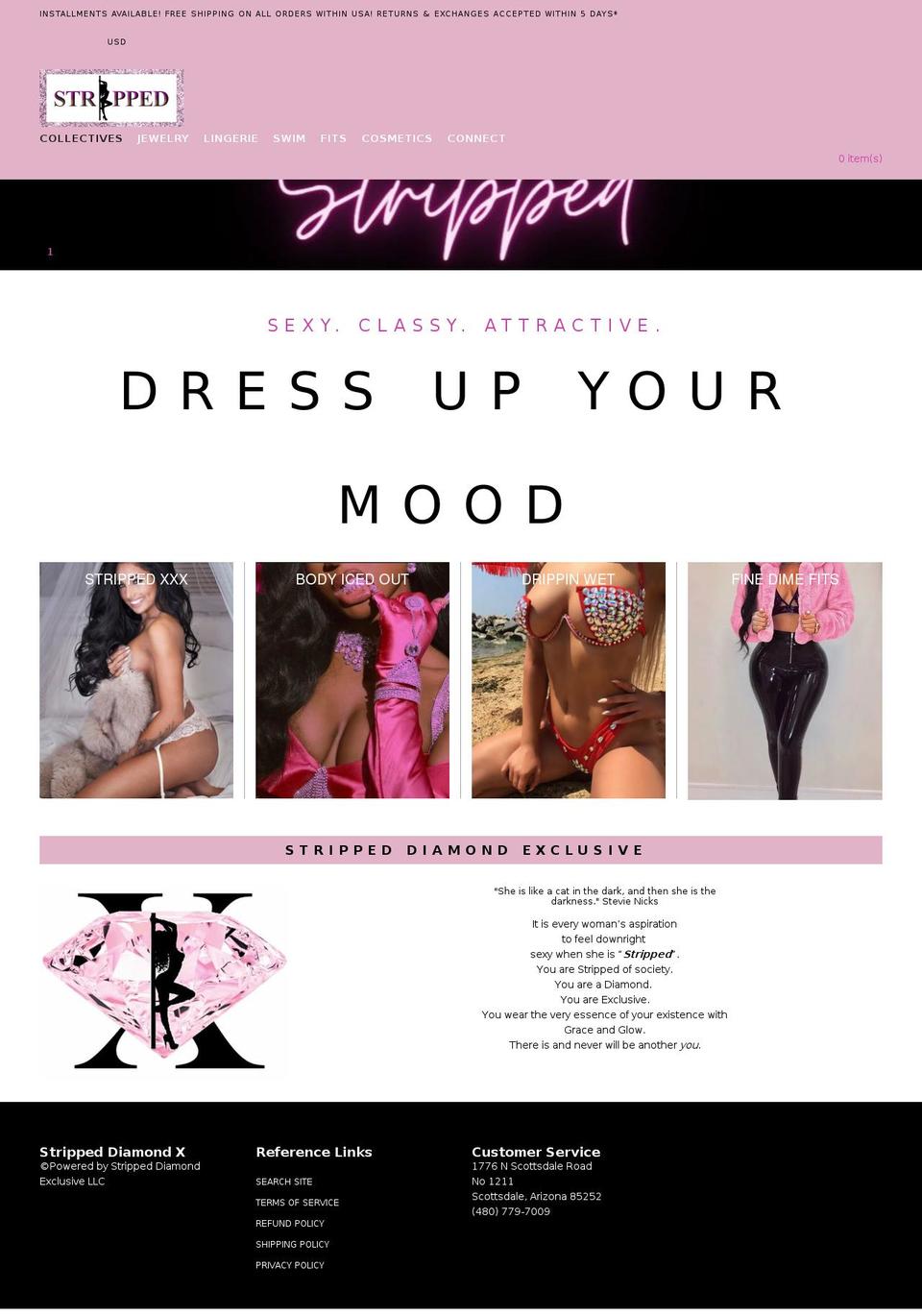 strippeddiamondx.com shopify website screenshot