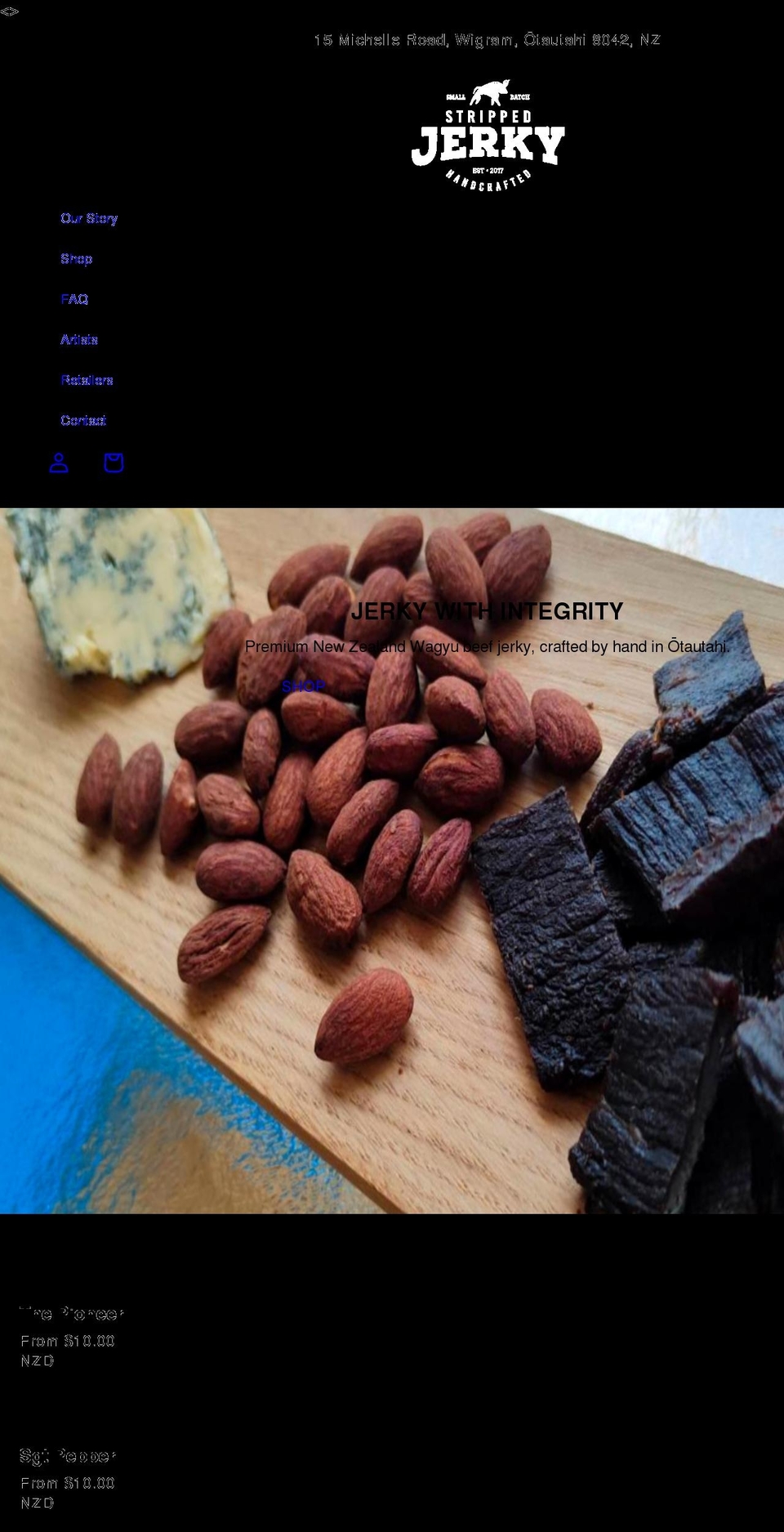 strippedjerky.com shopify website screenshot