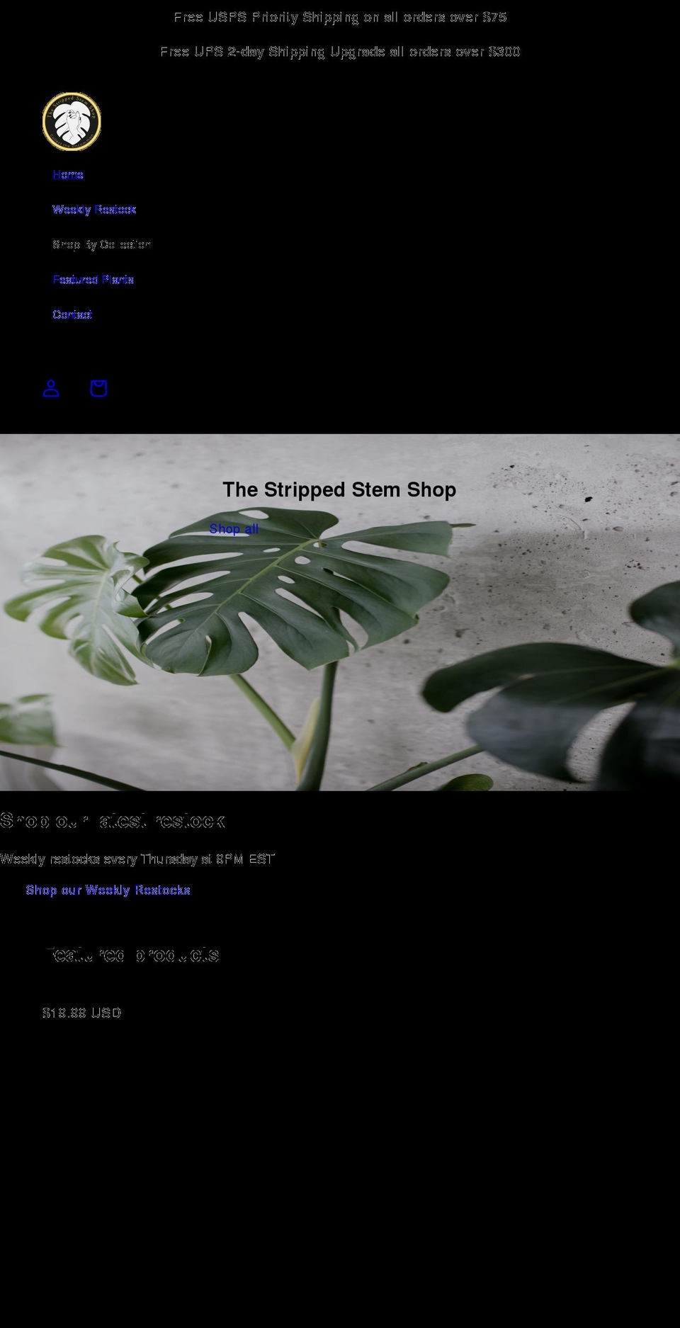 strippedstemshop.com shopify website screenshot