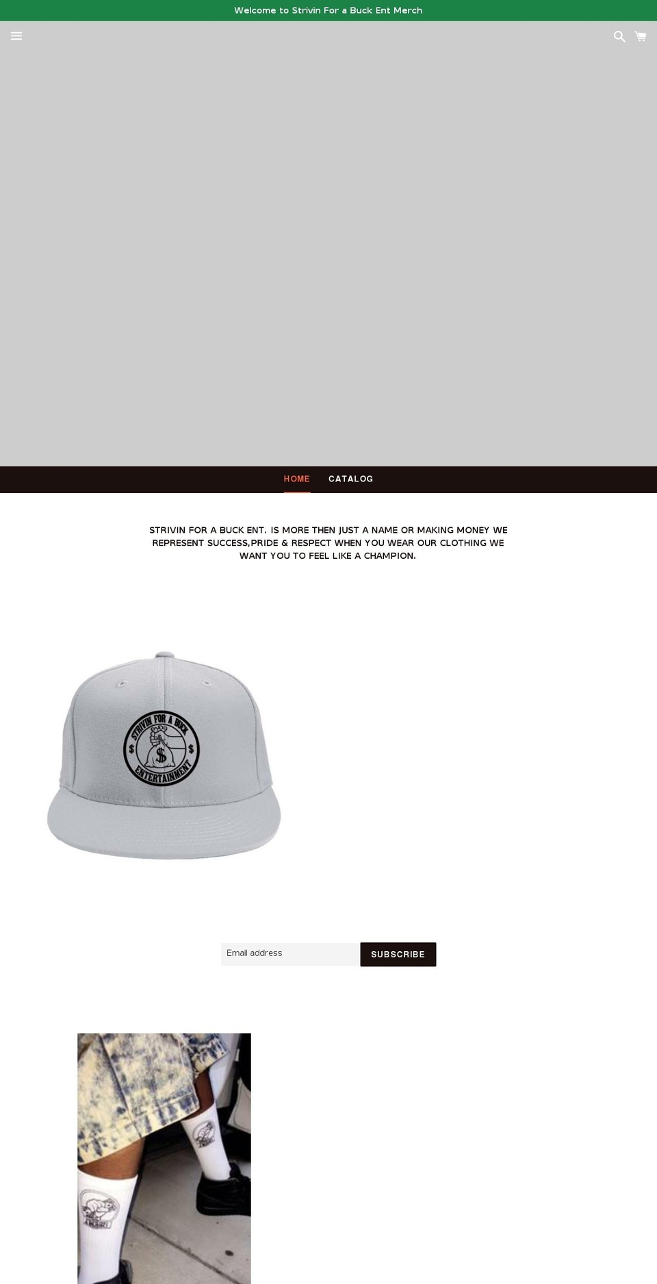 strivinforabuckentmerch.com — Shopify storefront screenshot