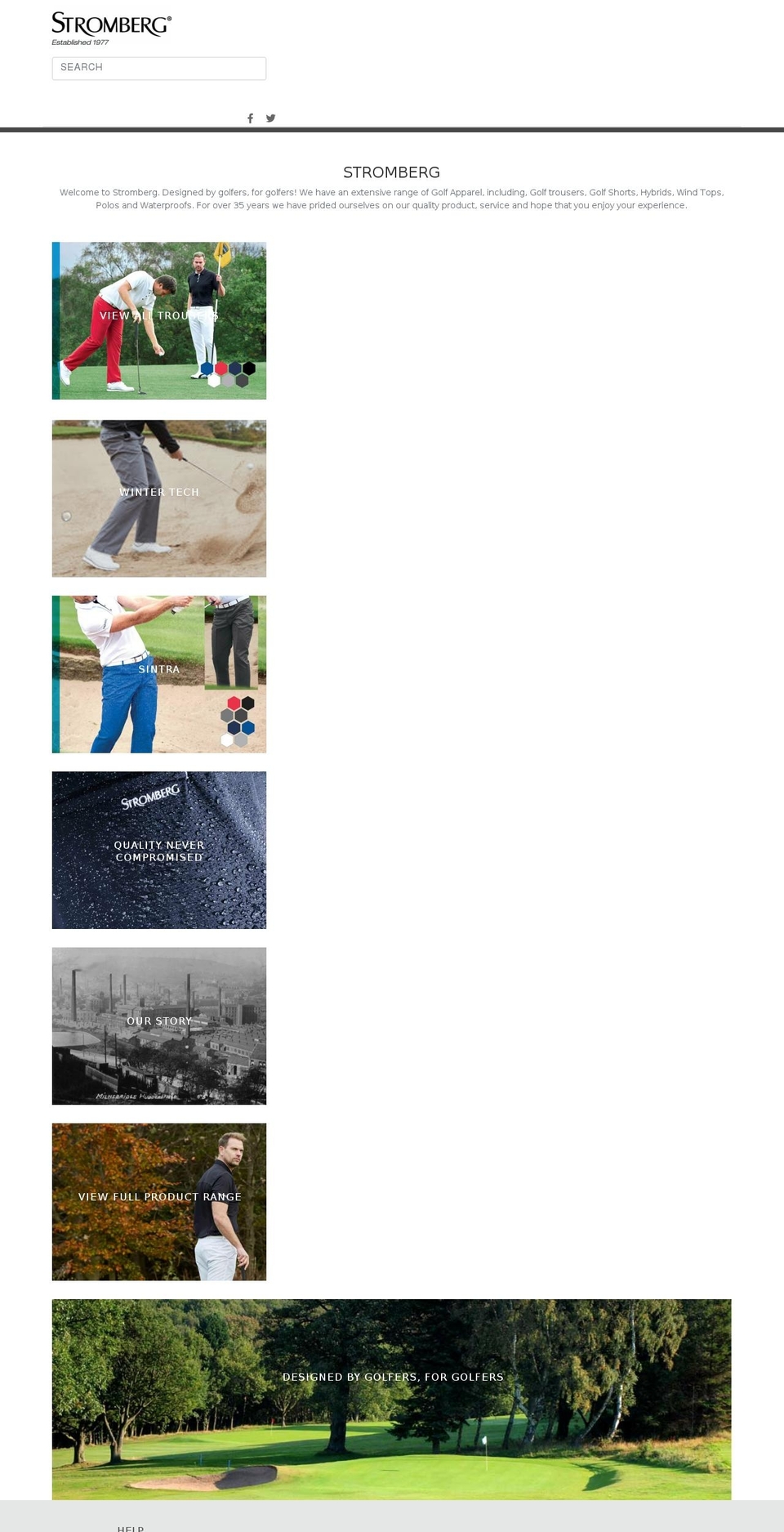 stromberggolf.com shopify website screenshot