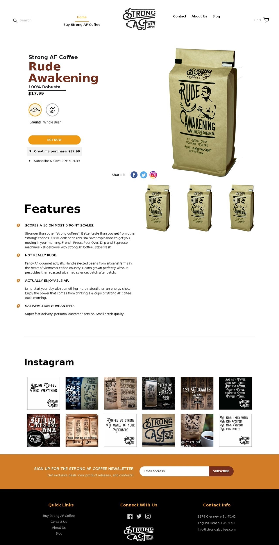 strongafcoffee.com — Shopify storefront screenshot