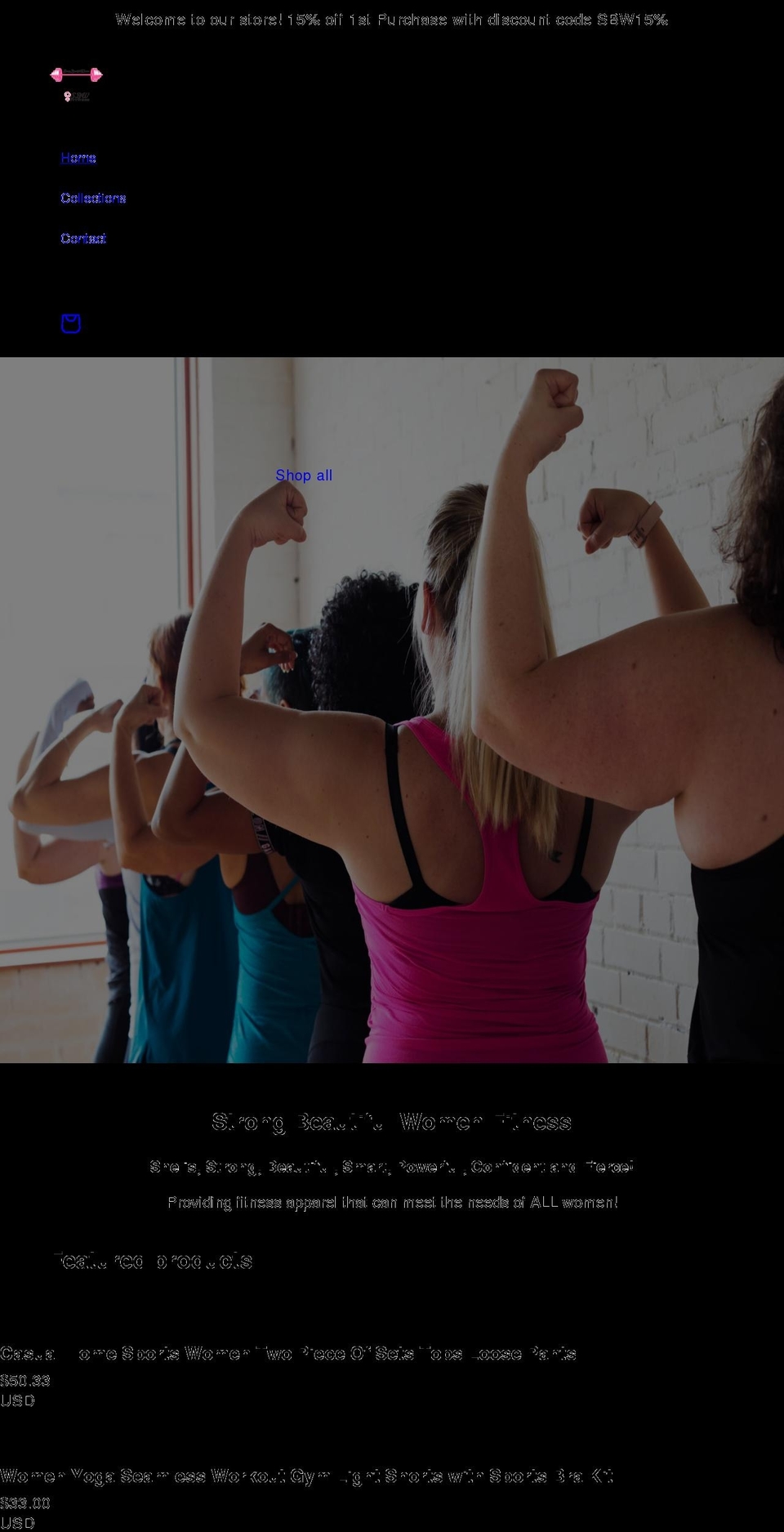 strongbeautifulwomenfitness.com shopify website screenshot