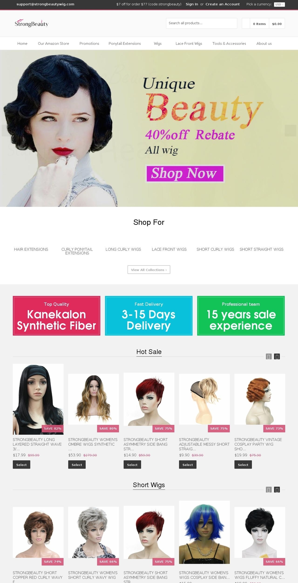 qrack Shopify theme site example strongbeautywig.com