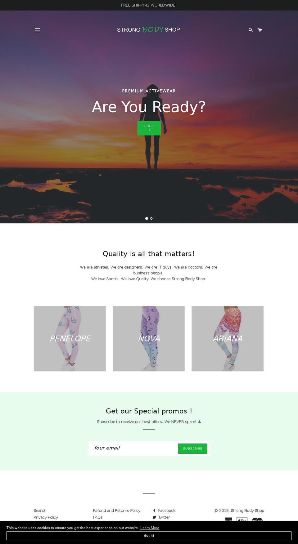 strongbodyshop.com — Shopify storefront screenshot