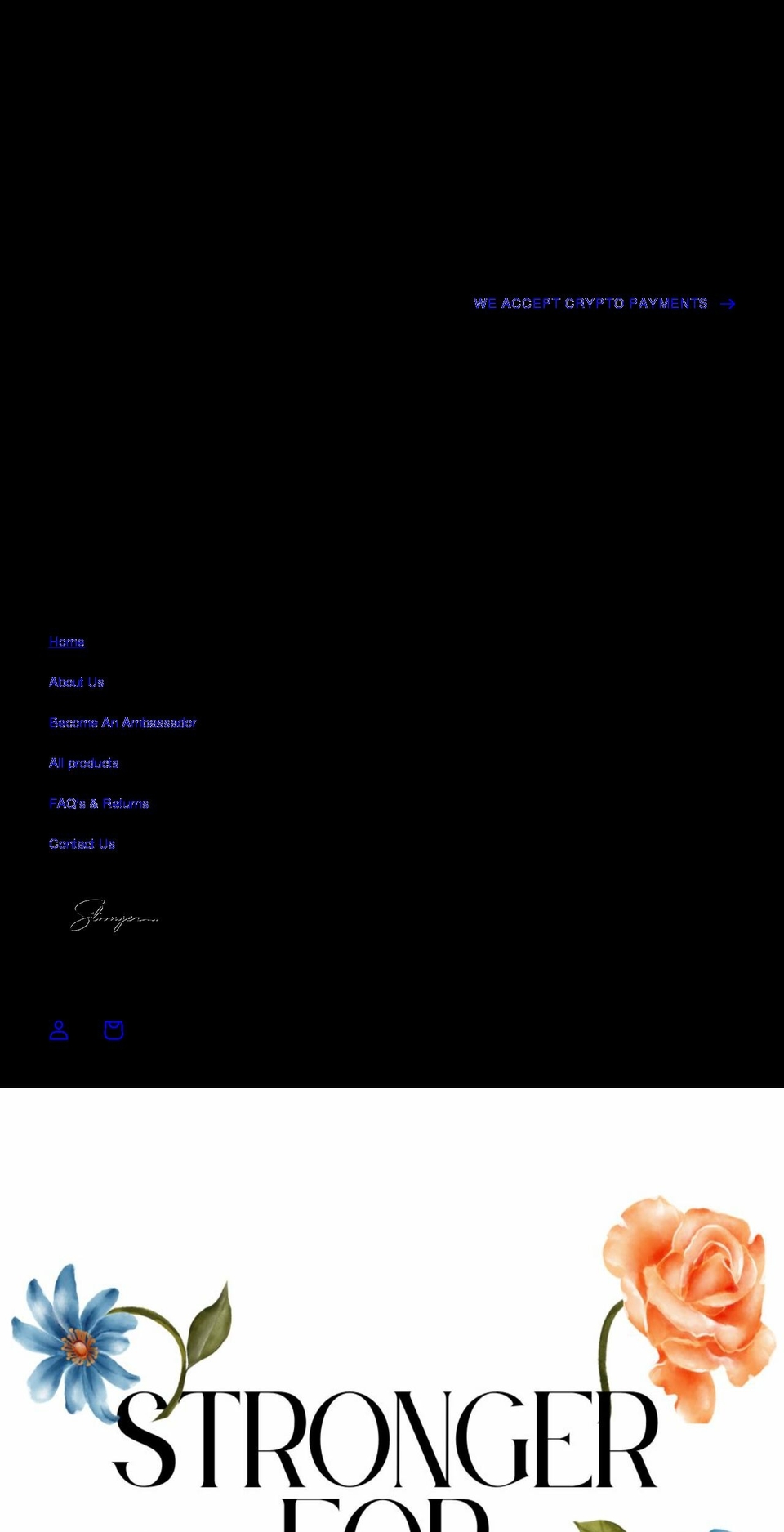 strongerfortomorrow.com shopify website screenshot