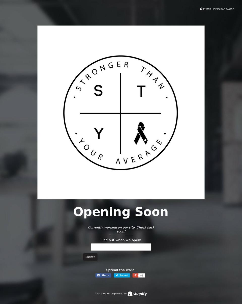 strongerthanyouraverage.com shopify website screenshot