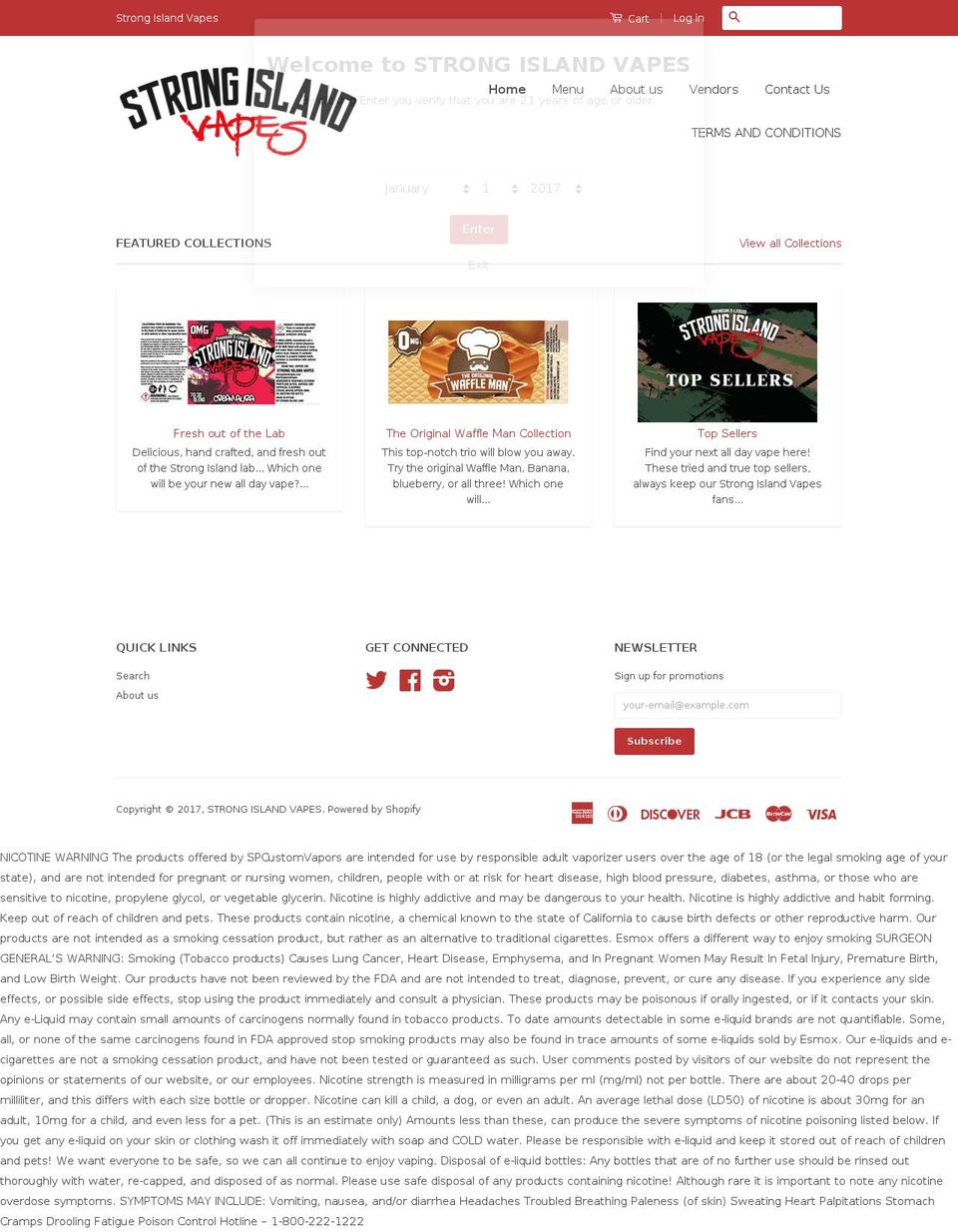 strongislandvapes.com shopify website screenshot
