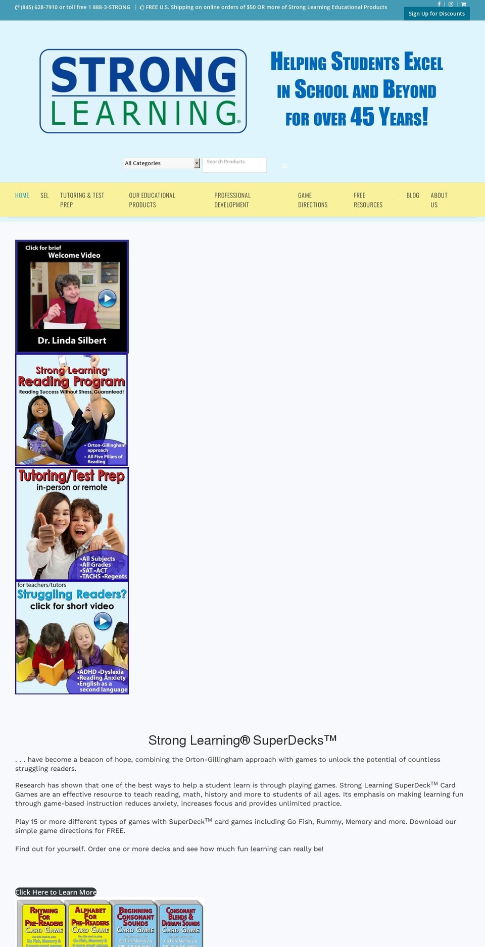 stronglearninggames.com — Shopify storefront screenshot