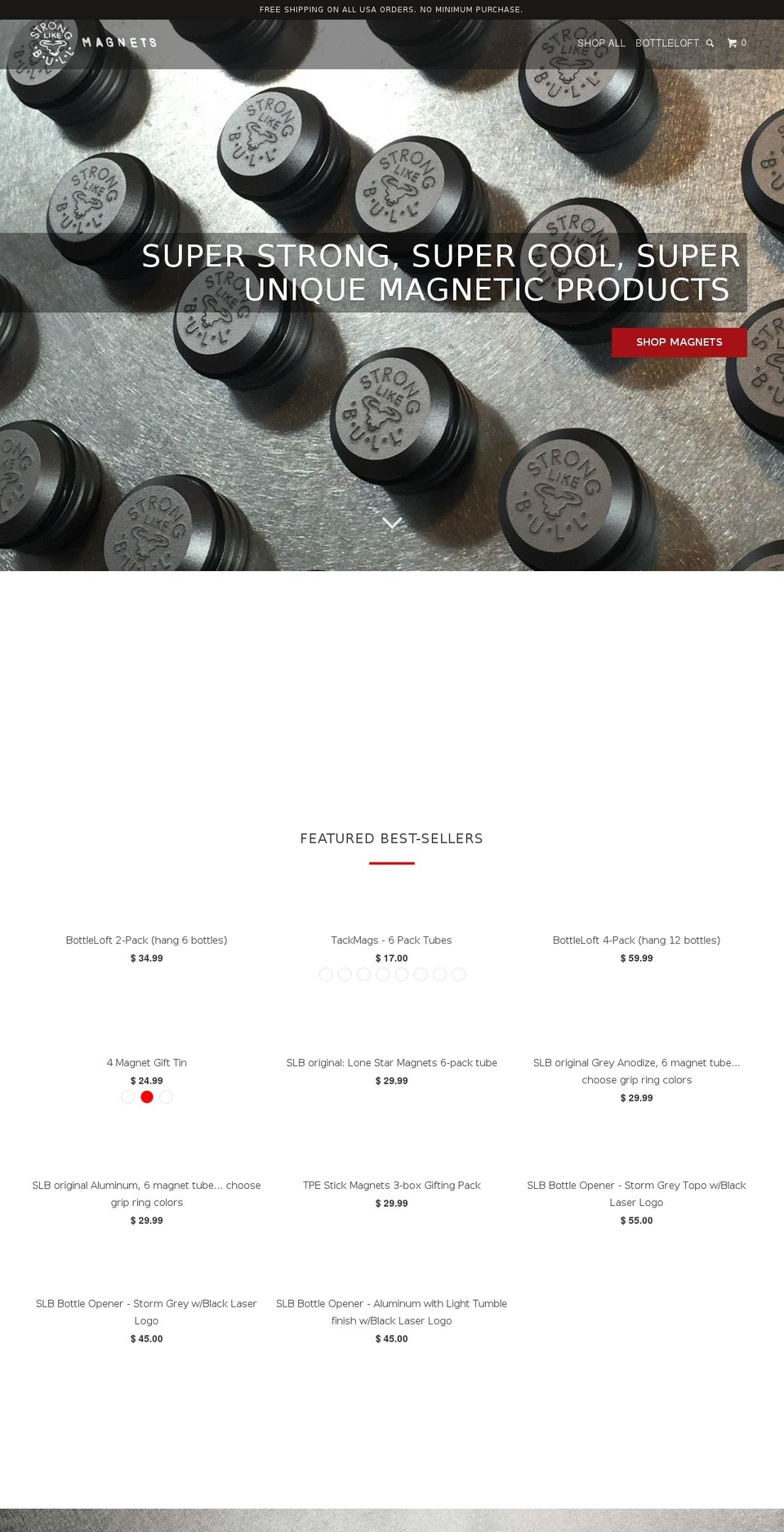 stronglikebullmagnets.com shopify website screenshot