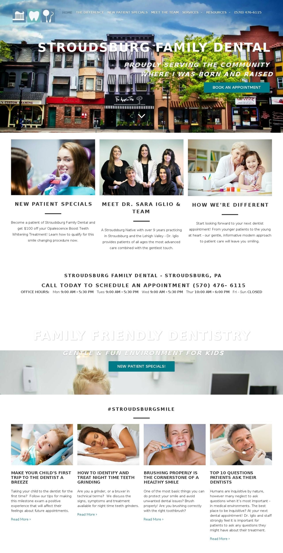 stroudsburgfamilydental.com shopify website screenshot
