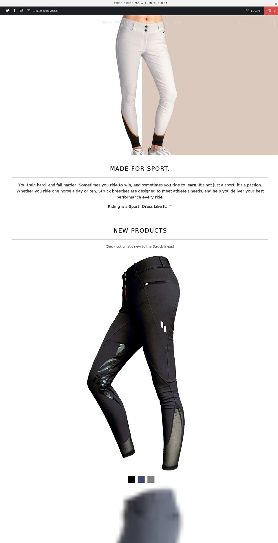 struckbreeches.com — Shopify storefront screenshot