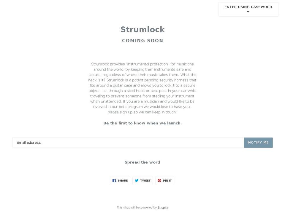 strumlock.com shopify website screenshot