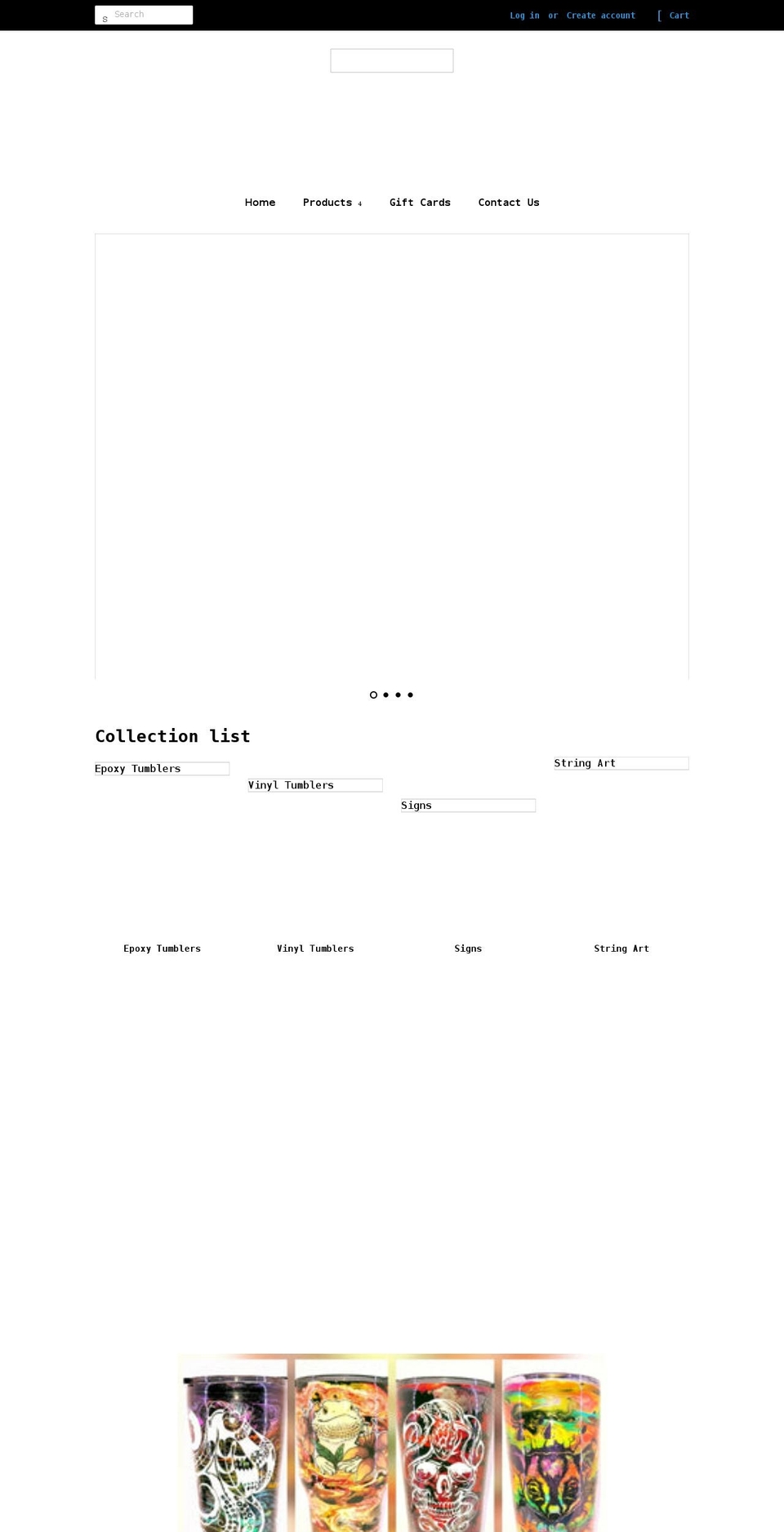 strungovercreations.com shopify website screenshot