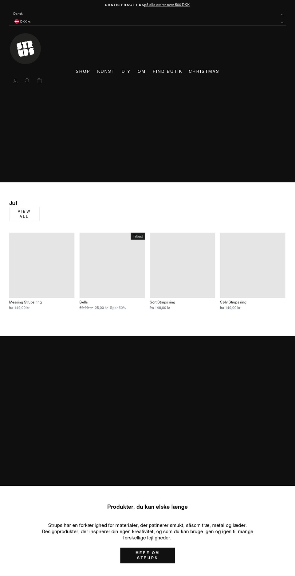 strups.dk shopify website screenshot