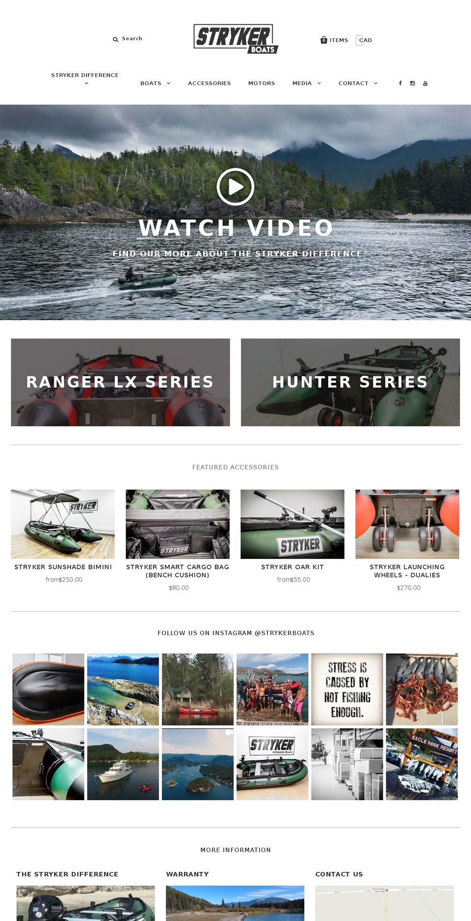 strykerboats.ca shopify website screenshot