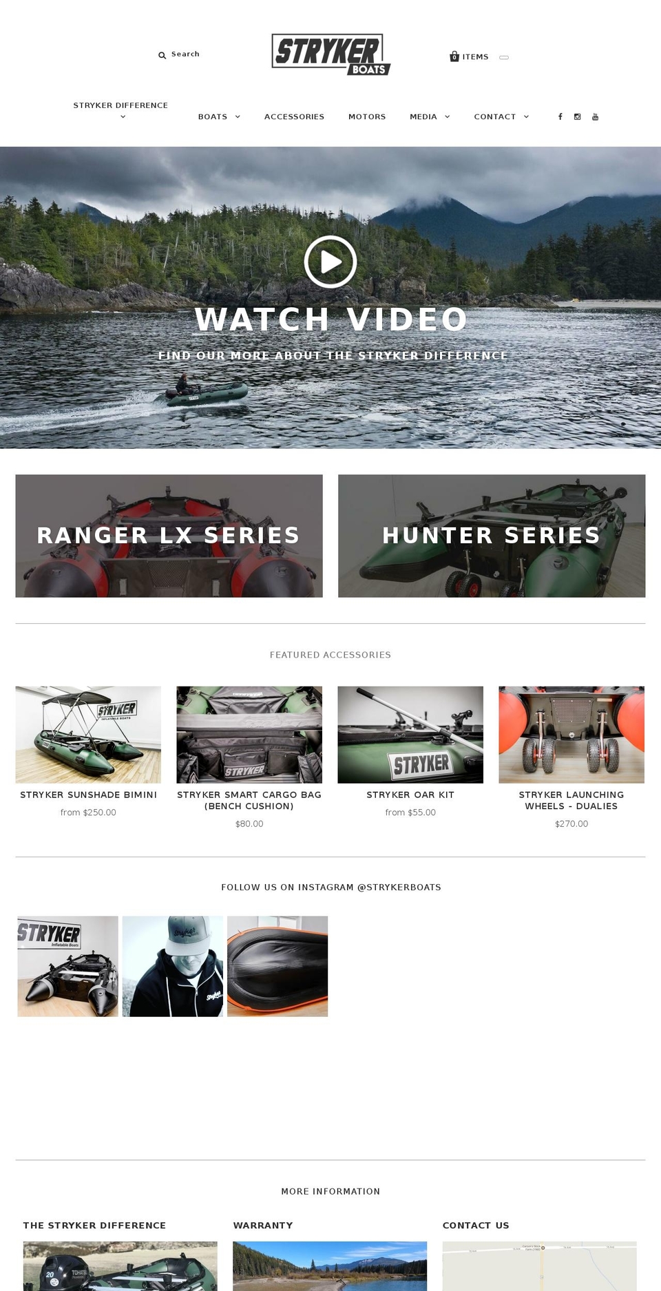 strykerboats.com — Shopify storefront screenshot