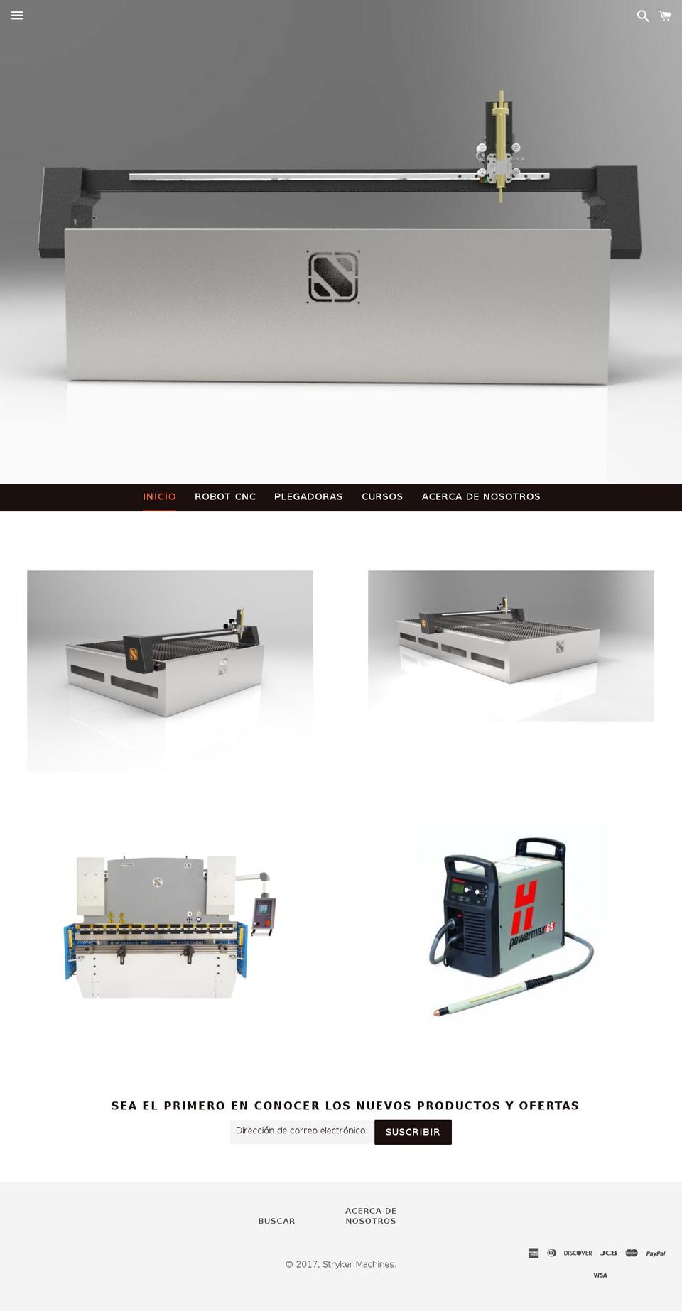 strykermachines.com shopify website screenshot