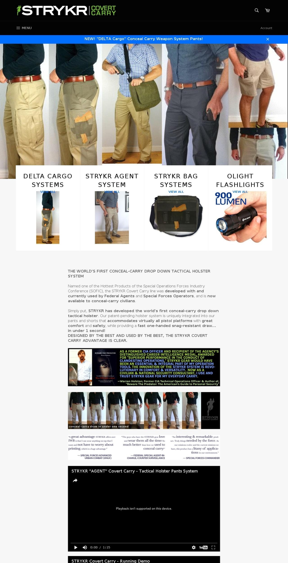 strykrcovertcarry.us shopify website screenshot