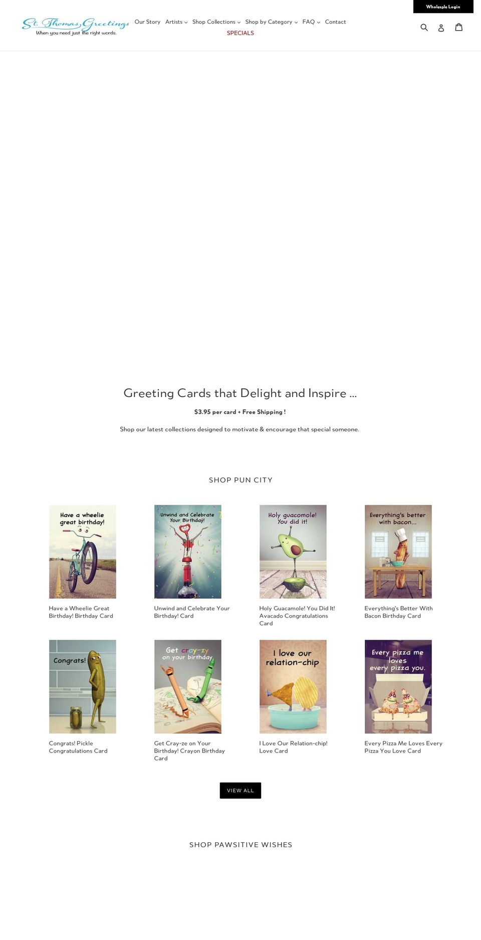 stthomasgreetings.com — Shopify storefront screenshot
