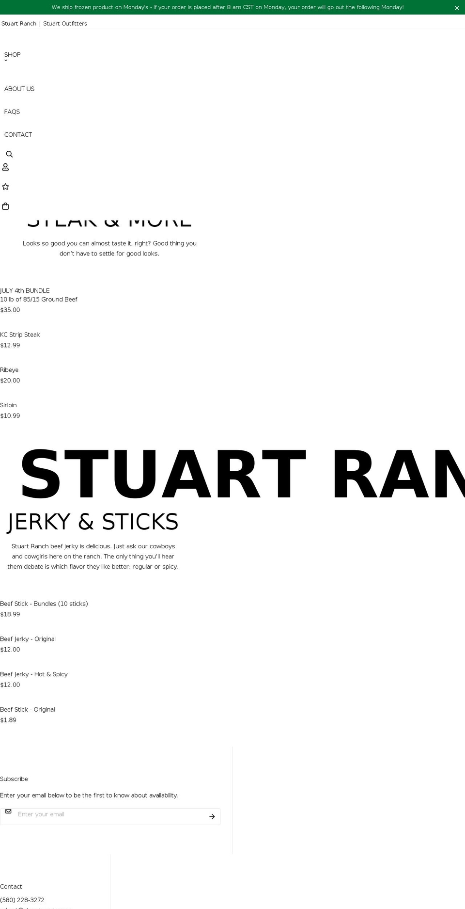 stuartranchmeatcompany.com shopify website screenshot
