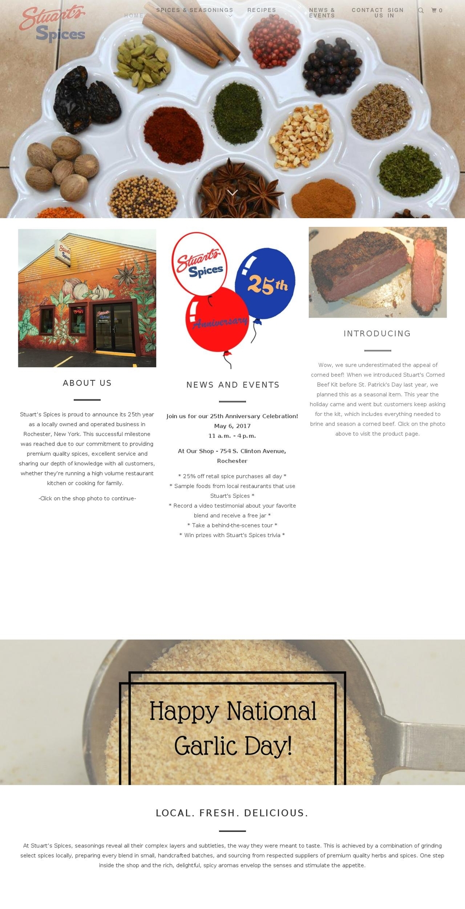 stuartspices.com shopify website screenshot