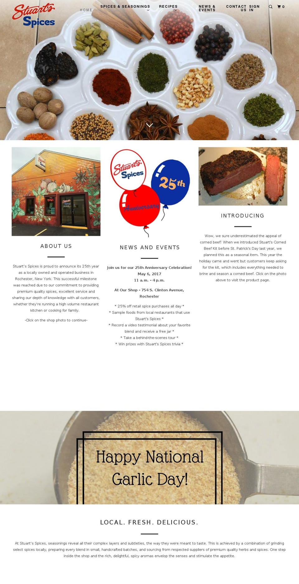 stuartsspices.com shopify website screenshot