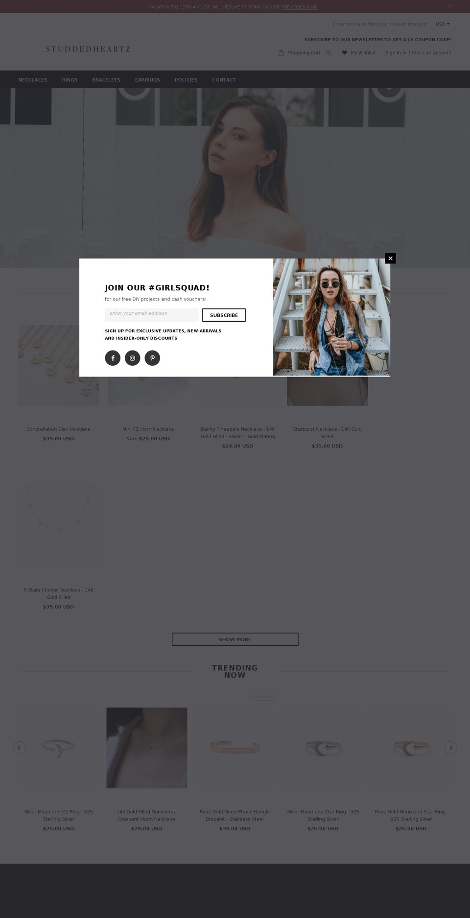 studdedheartz.com shopify website screenshot