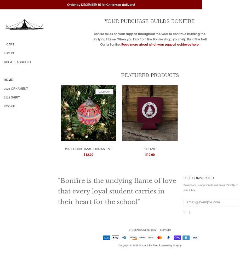 student-bonfire.myshopify.com shopify website screenshot