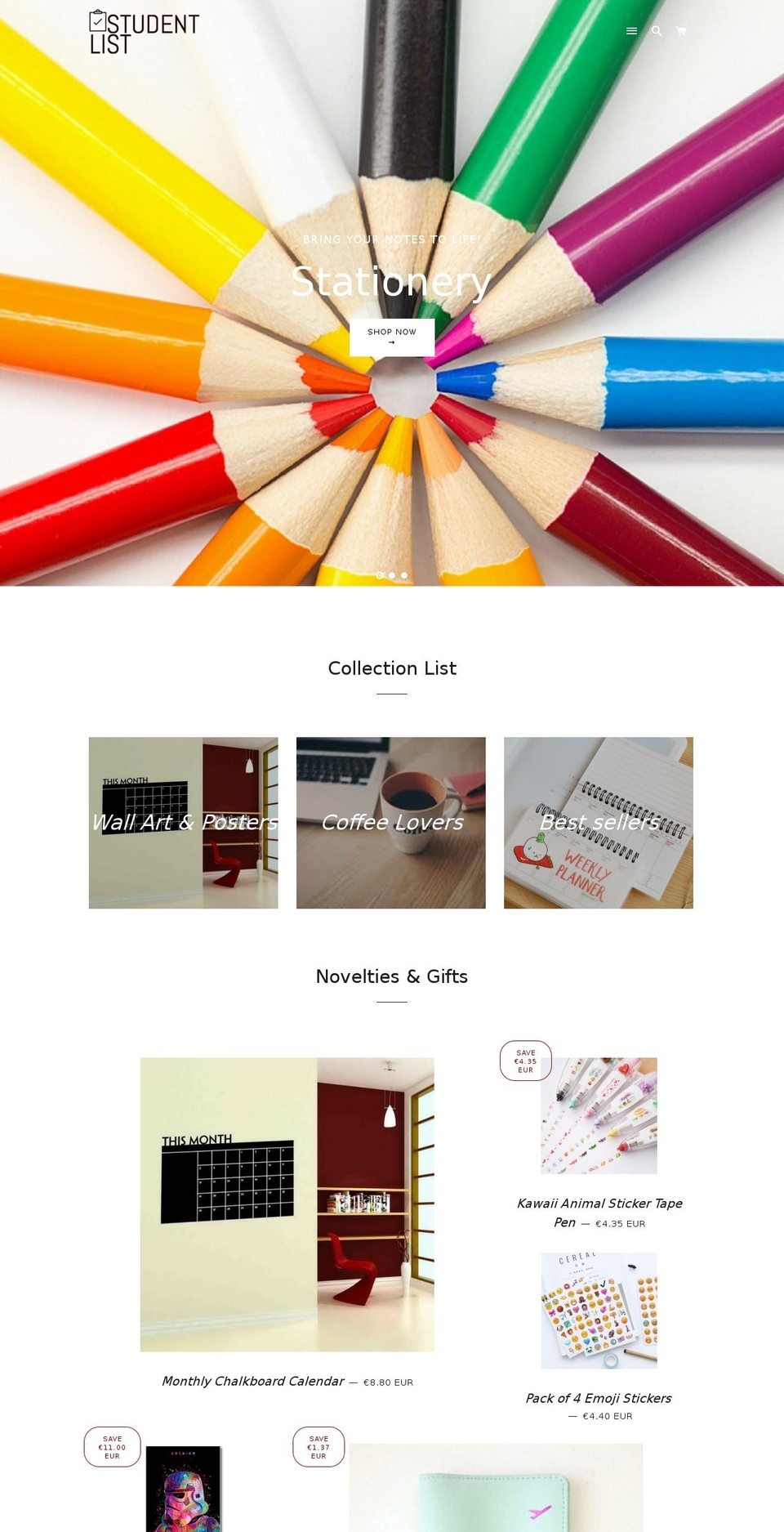 student-list.com — Shopify storefront screenshot