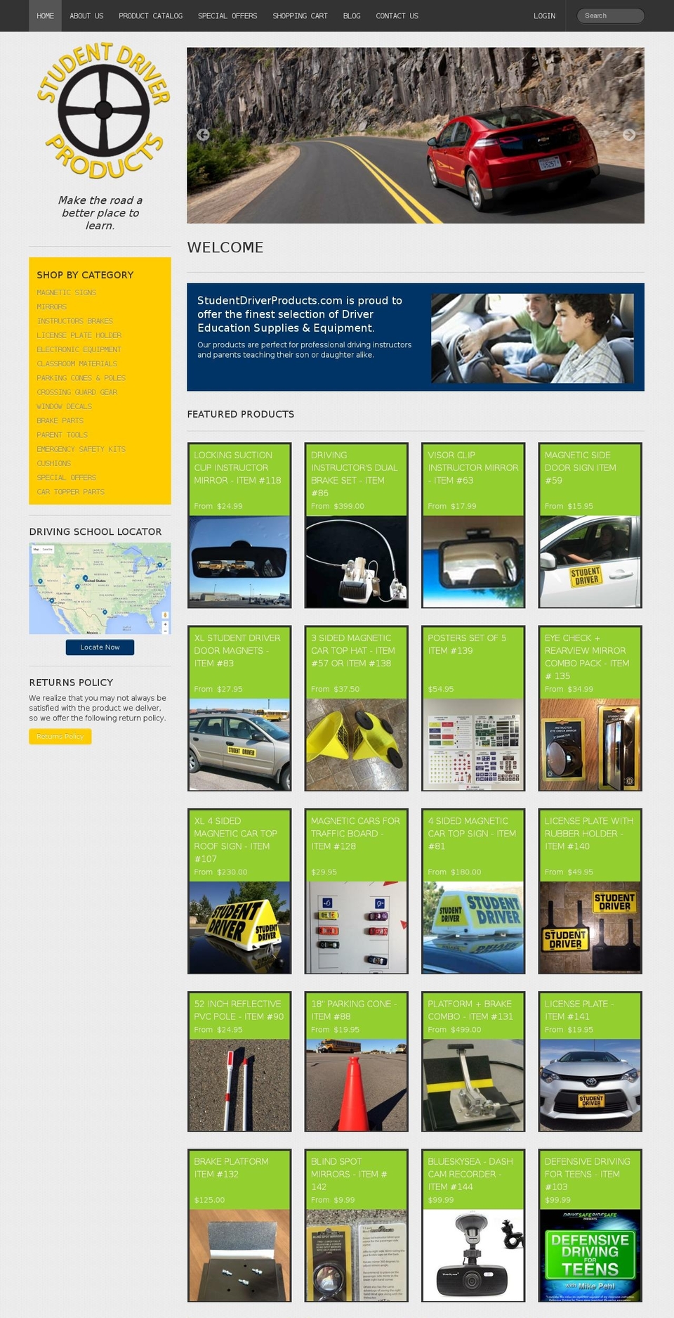 studentdriverproducts.com shopify website screenshot