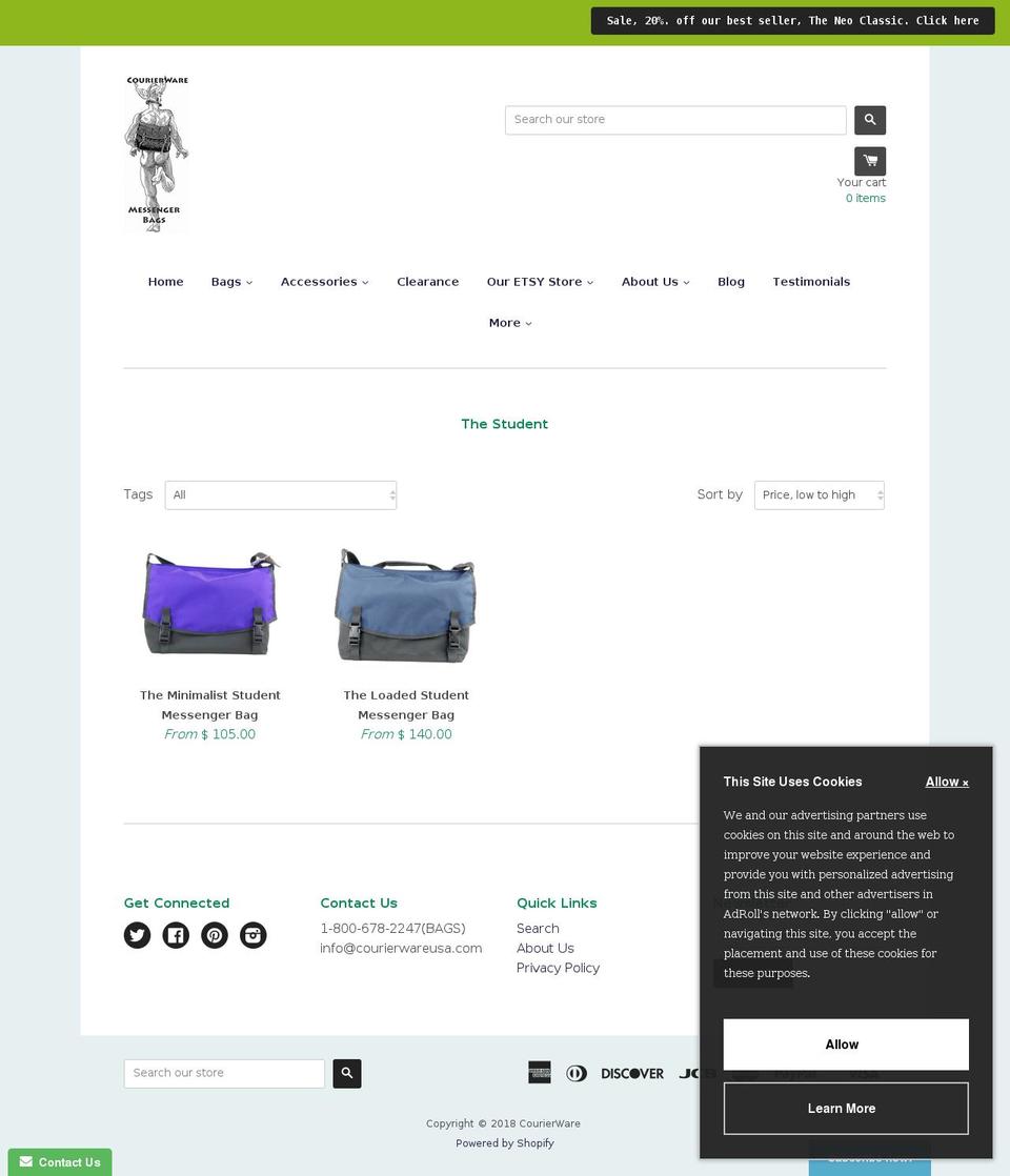 studentmessengerbag.com shopify website screenshot