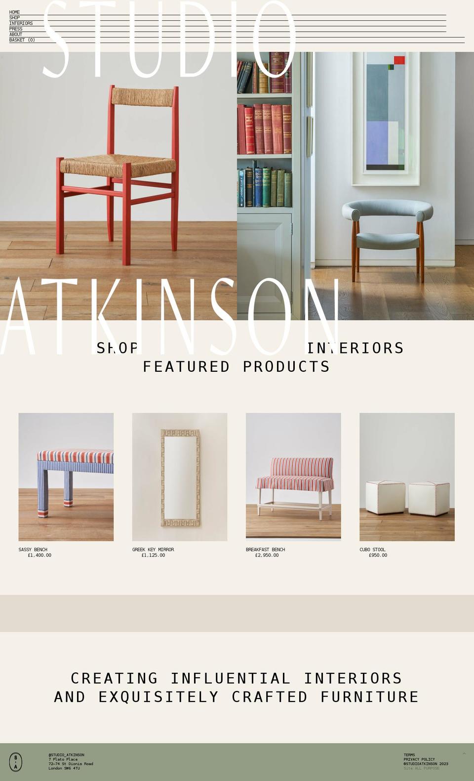 studio-atkinson.com shopify website screenshot