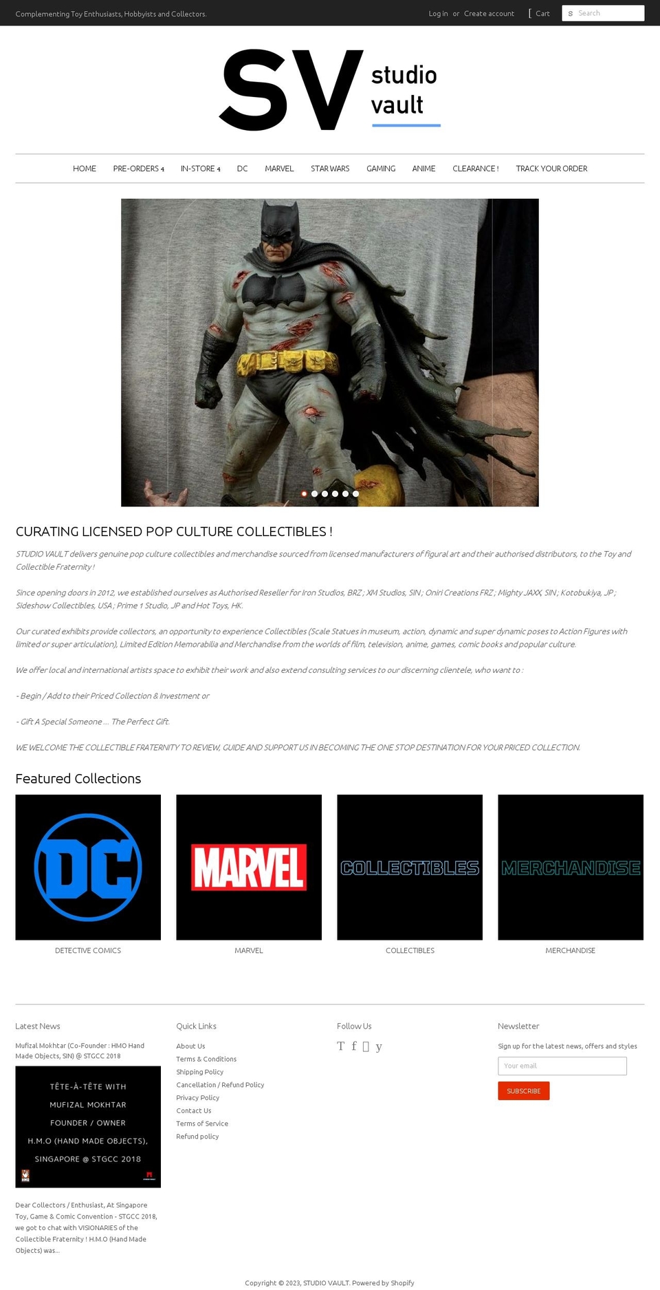 studio-vault.com — Shopify storefront screenshot