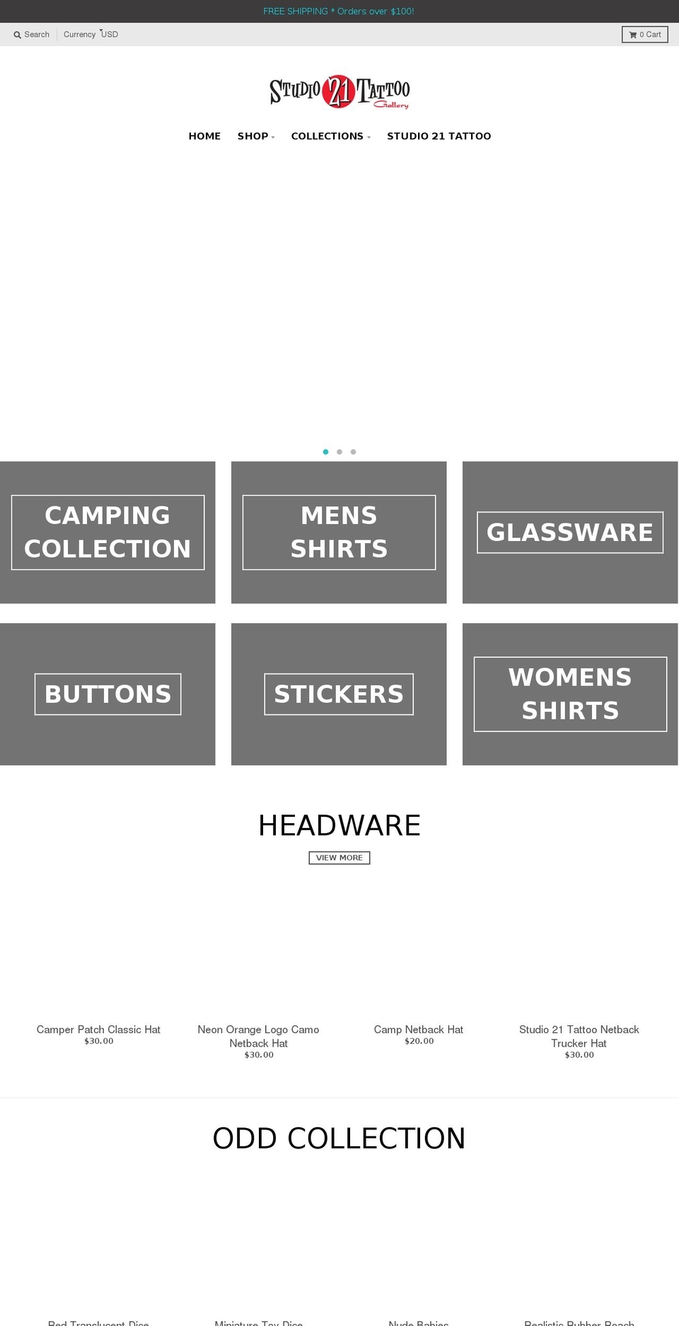 studio21tattooshop.com shopify website screenshot