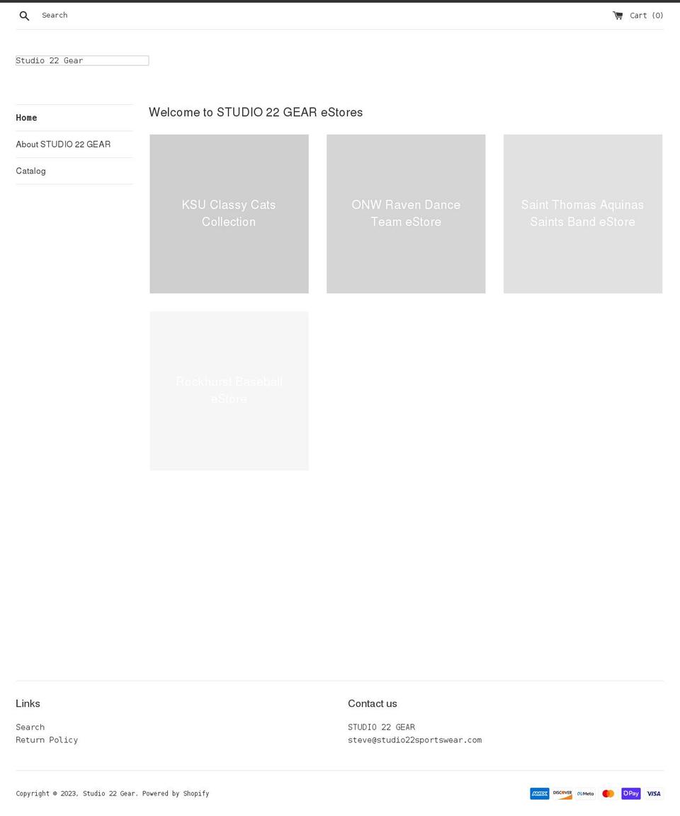 studio22gear.com shopify website screenshot