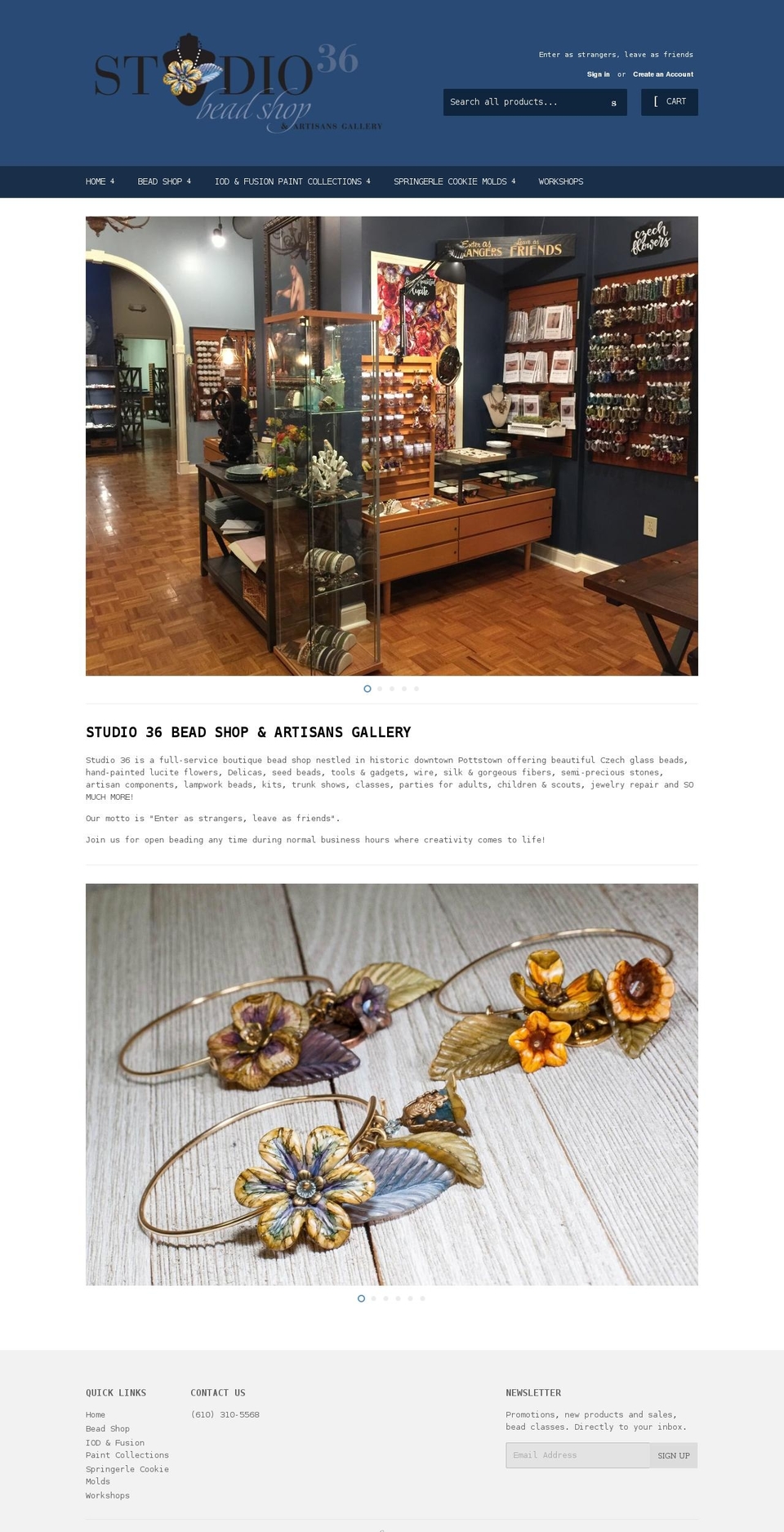studio36beadshop.com shopify website screenshot