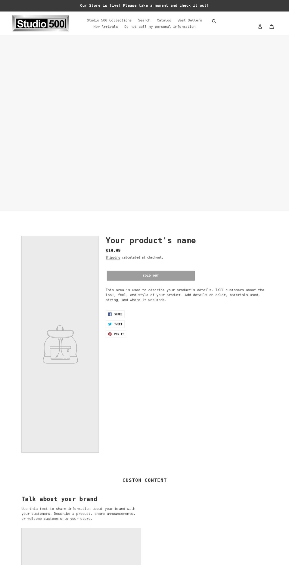 studio500.com shopify website screenshot