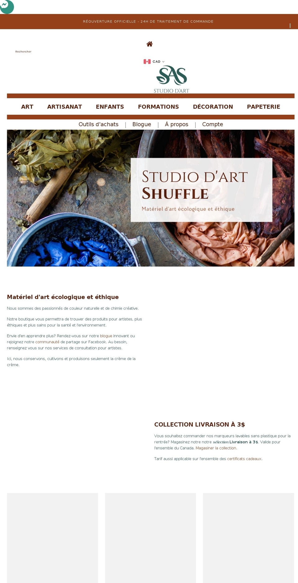 studioartshuffle.com — Shopify storefront screenshot