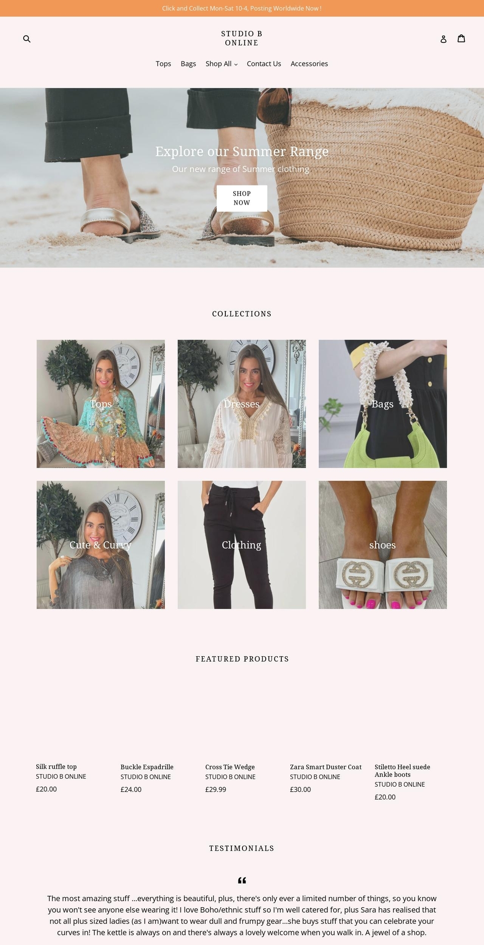 studiobsunderland.com — Shopify storefront screenshot