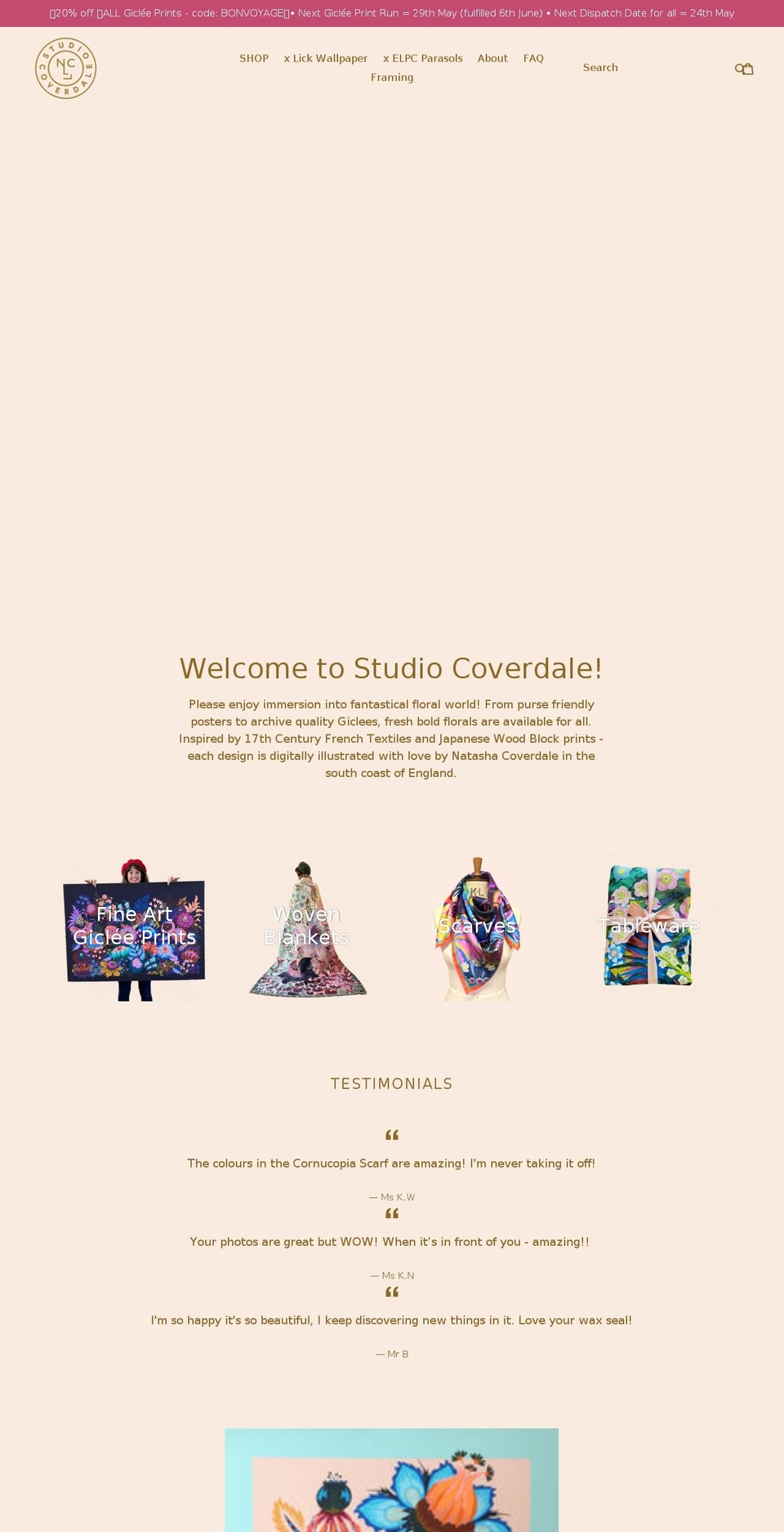 studiocoverdale.com shopify website screenshot